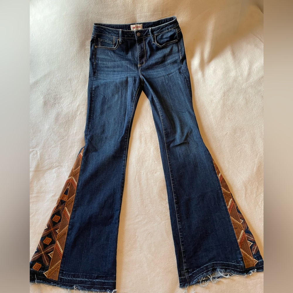 Driftwood Embroidered Aztec Flare Jeans (34” inseam)